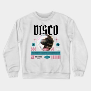 DISCO  - Grainy Mirror Ball (black/pink/teal) Crewneck Sweatshirt